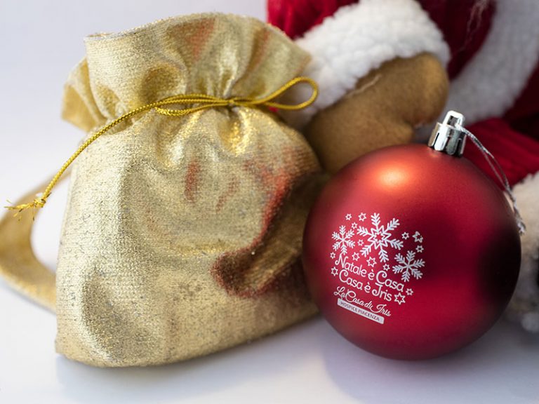 palline di Natale rosse in plastica stampa argento