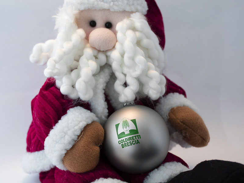 pallina di Natale in vetro soffiato argento con stampa verde pallina di Natale in vetro soffiato argento con stampa verde
