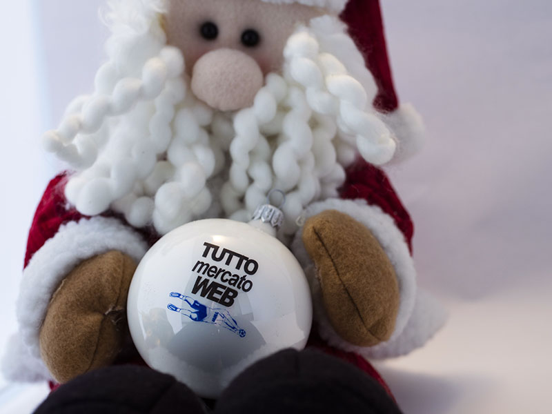 Esempio pallina natale personalizzate bianca con stampa bicolore