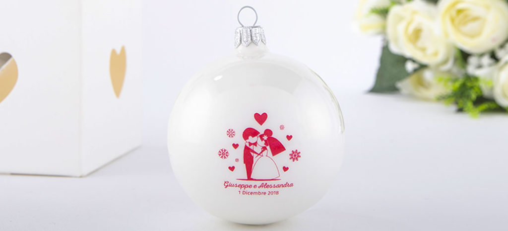 matrimonio bomboniera palla natale in vetro soffiato