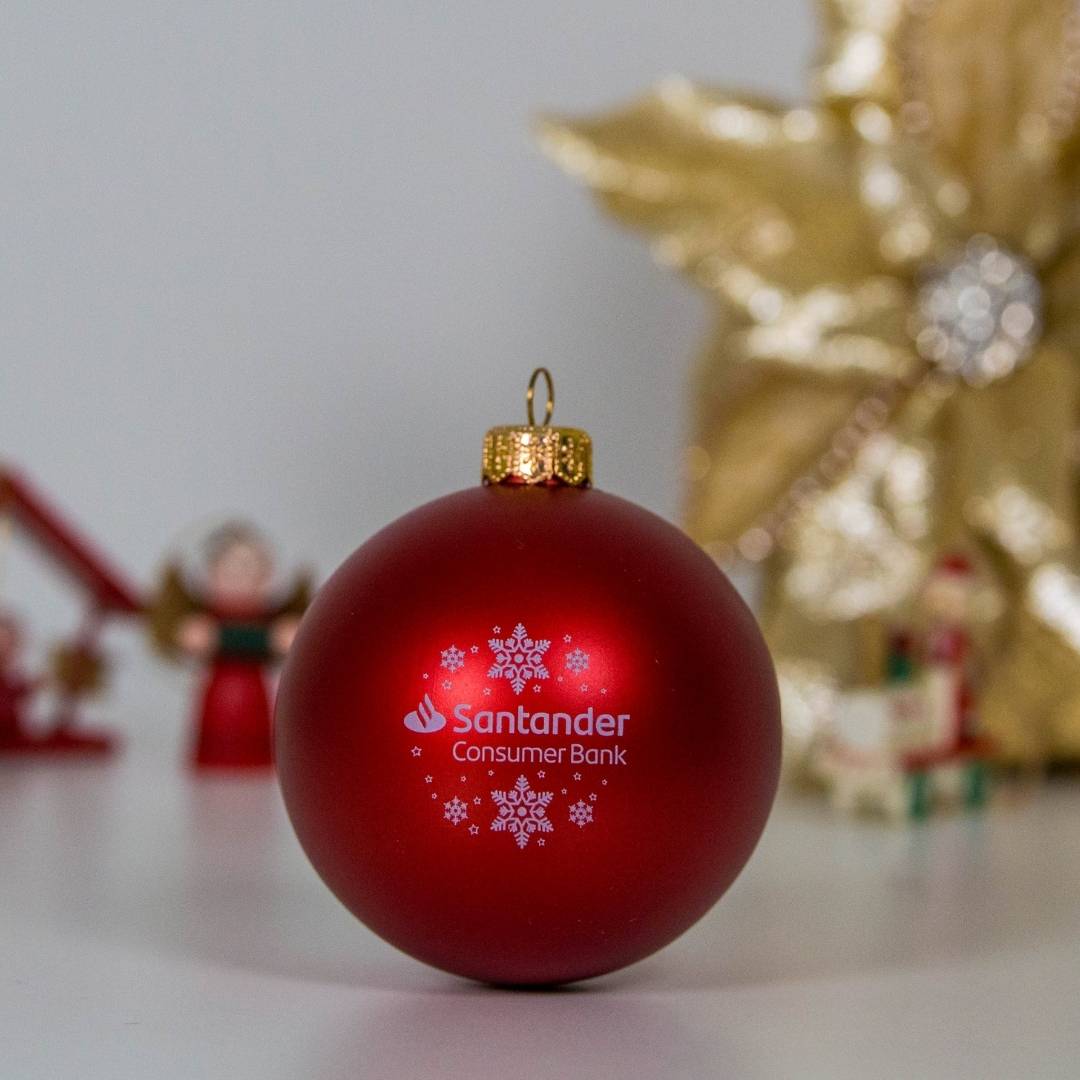 Pallina di Natale Personalizzata - Gadget Aziendale - Regalo Aziendale - Santander