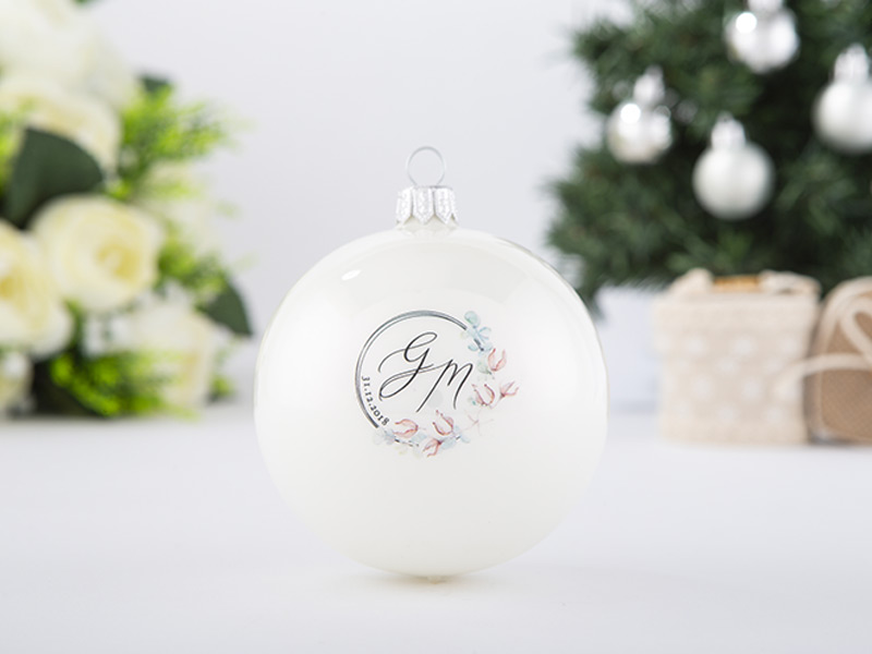 Palline Di Natale Personalizzate Vetro Bomboniere Natalizie Matrimonio - Palline di Natale personalizzate